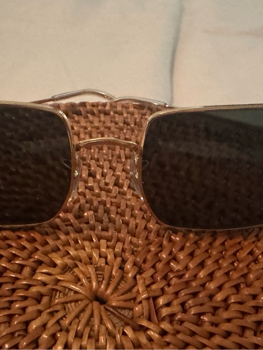 Unisex Ray-Ban. Rectangular Metal Frame Sunglasses - Brown Lenses